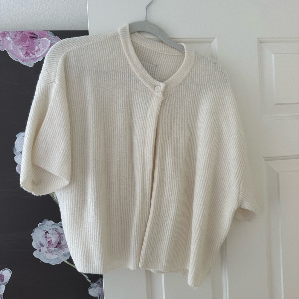 Daily Drills Cream single button Cardigan Sweater